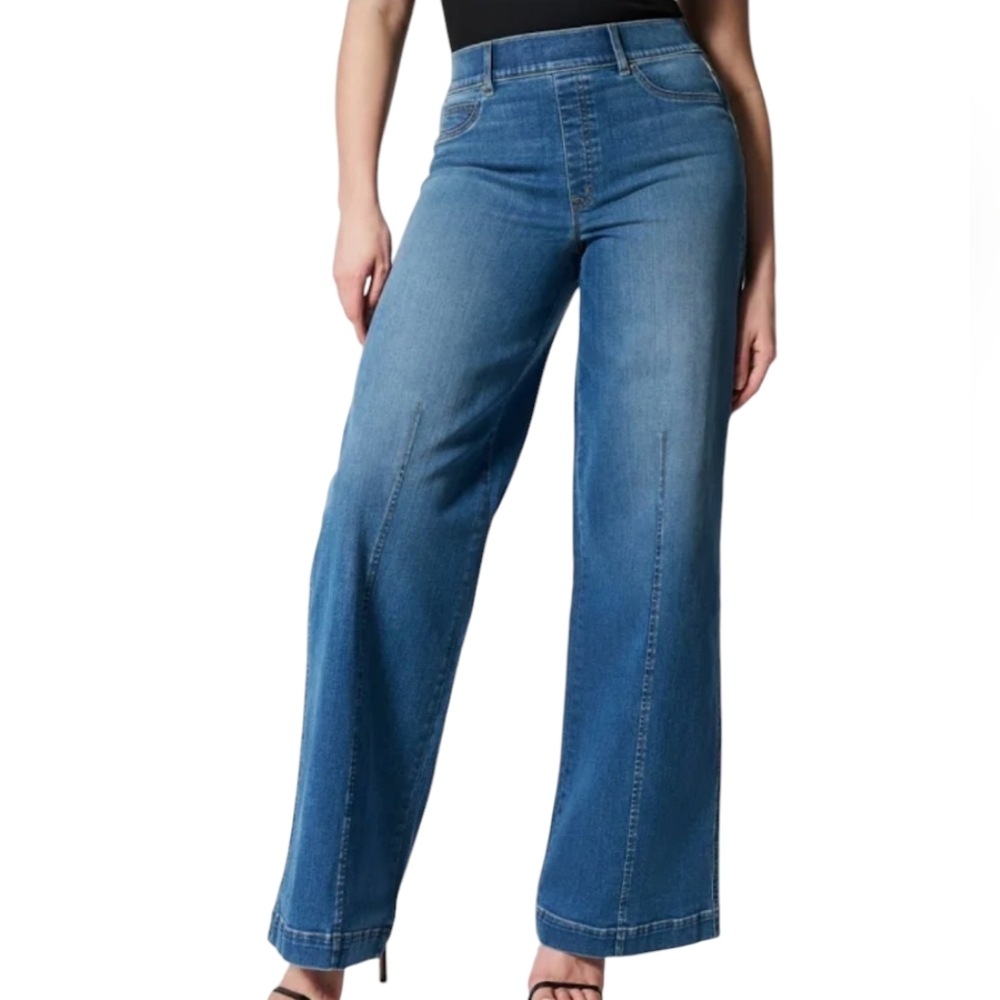 New Spanx Seamed-Front High Rise Wide Leg Jeans Vintage Indigo ..Size 2X